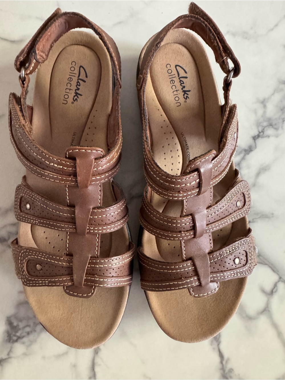 Clarks Laurieann Comfort Sandals Womens Size 9 Brown Adjustable Strappy